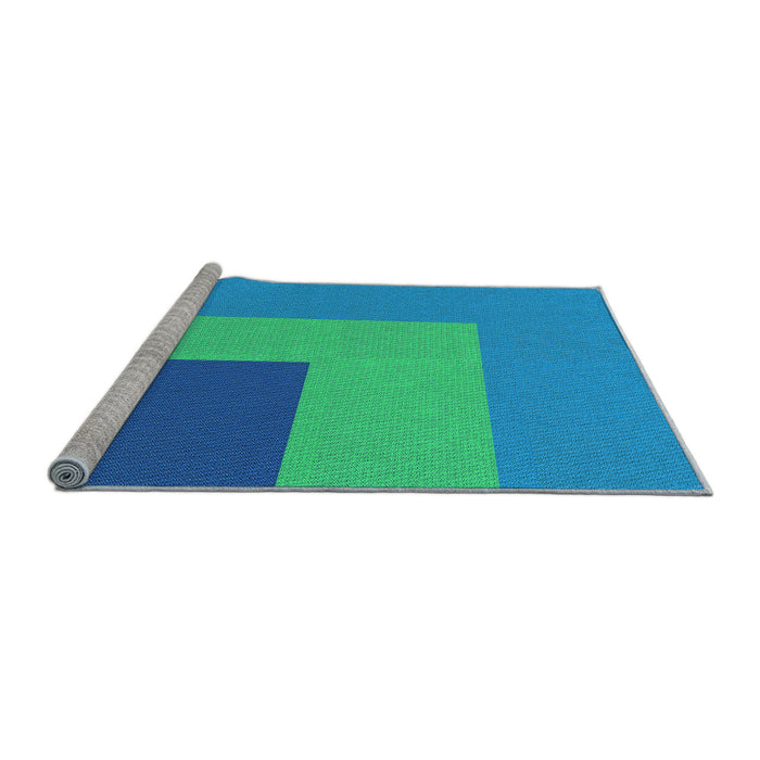 Sideview of Machine Washable Transitional Neon Blue Rug, wshpat3842lblu