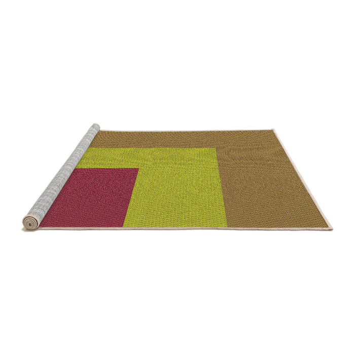 Sideview of Machine Washable Transitional Yellow Rug, wshpat3842org