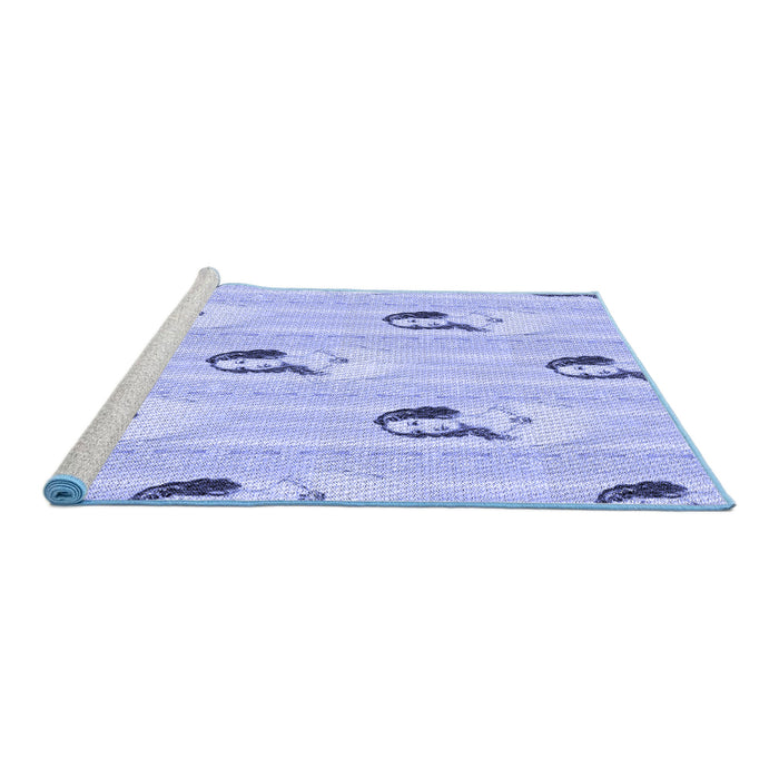 Sideview of Machine Washable Transitional Blue Rug, wshpat3843blu