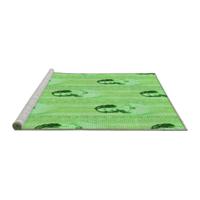 Sideview of Machine Washable Transitional Emerald Green Rug, wshpat3843grn