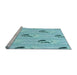 Sideview of Machine Washable Transitional Blue Rug, wshpat3843lblu