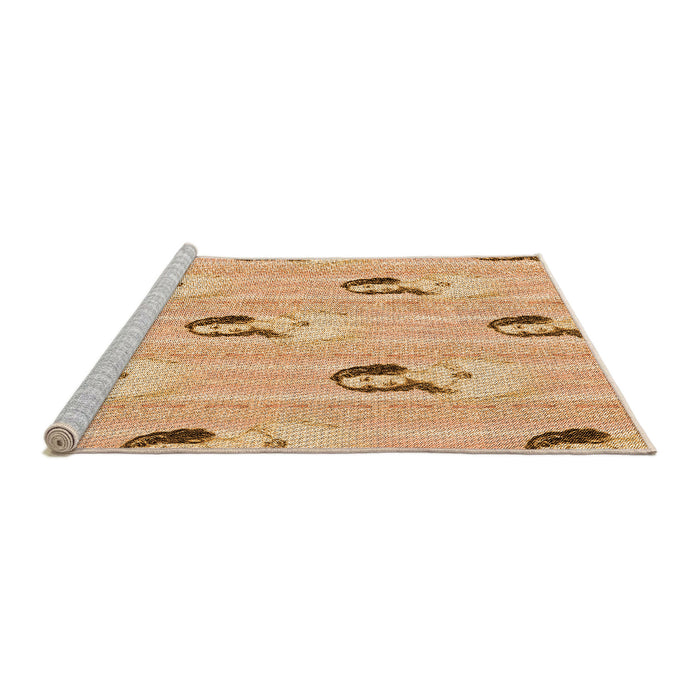 Sideview of Machine Washable Transitional Orange Rug, wshpat3843org