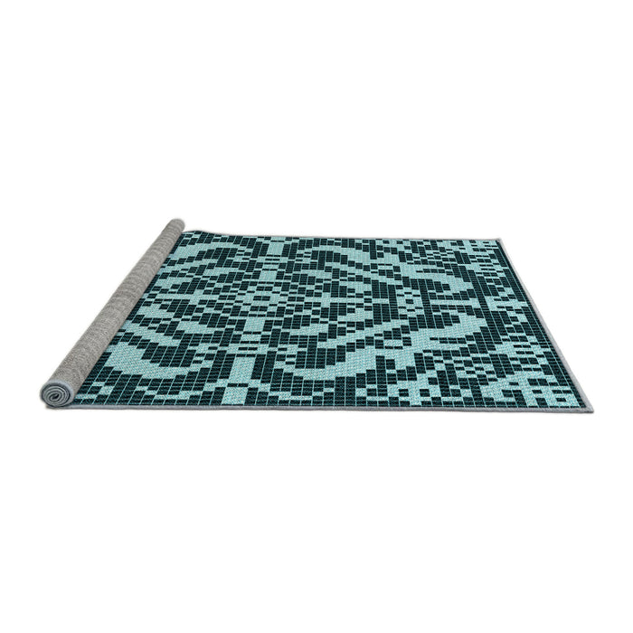 Sideview of Machine Washable Transitional Blue Rug, wshpat3844lblu