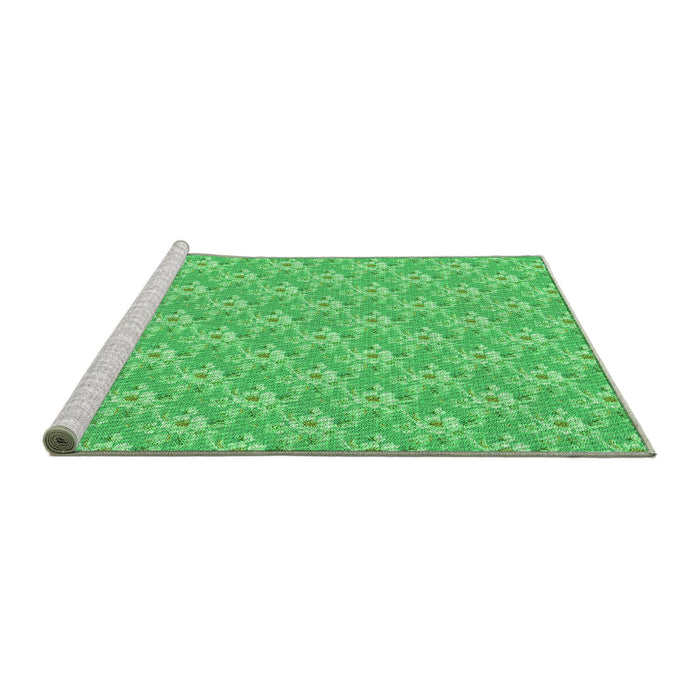Sideview of Machine Washable Transitional Neon Green Rug, wshpat3846grn