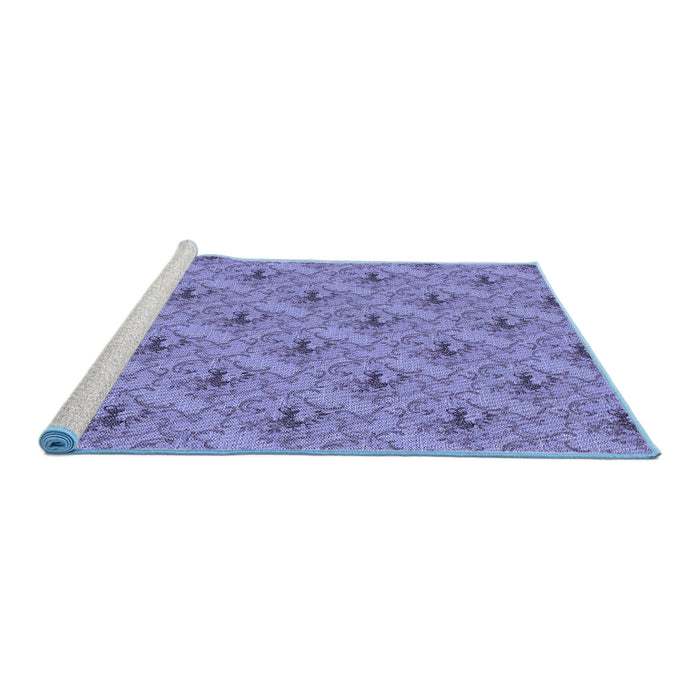 Sideview of Machine Washable Transitional Slate Blue Rug, wshpat3847blu