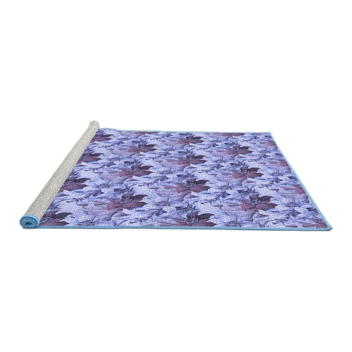 Sideview of Machine Washable Transitional Slate Blue Rug, wshpat3848blu