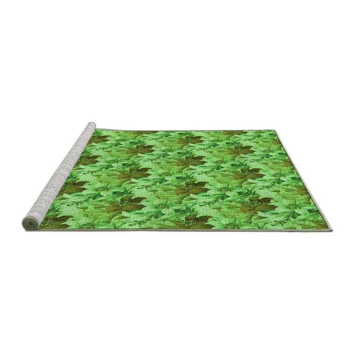 Sideview of Machine Washable Transitional Emerald Green Rug, wshpat3848grn