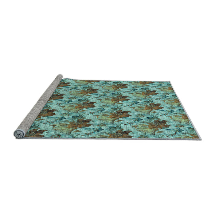 Sideview of Machine Washable Transitional Hazel Green Rug, wshpat3848lblu