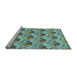 Sideview of Machine Washable Transitional Hazel Green Rug, wshpat3848lblu