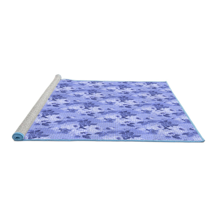 Sideview of Machine Washable Transitional Jeans Blue Rug, wshpat3849blu