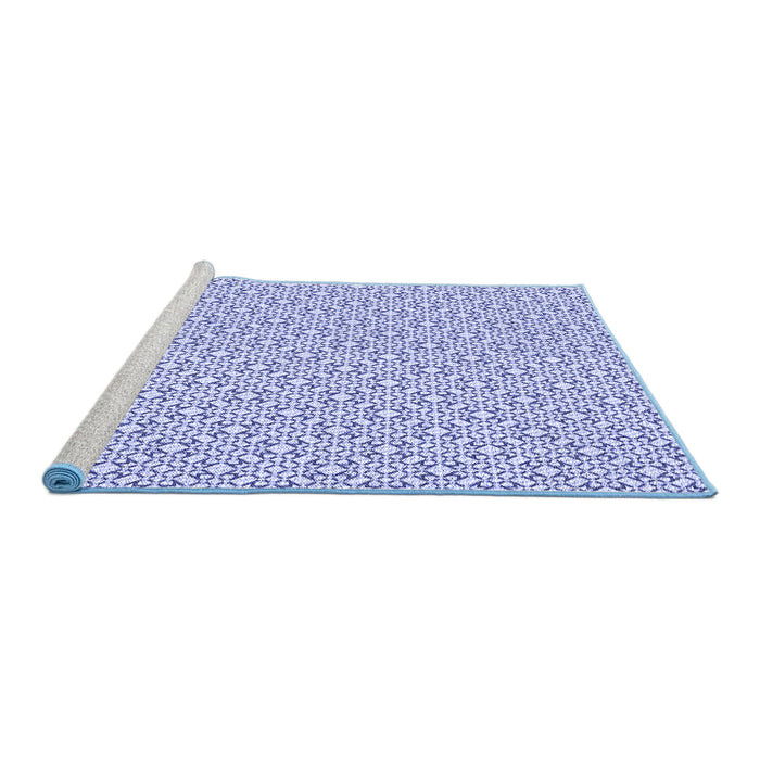 Sideview of Machine Washable Transitional Lavender Blue Rug, wshpat385blu