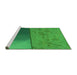 Sideview of Machine Washable Transitional Forest Green Rug, wshpat3854grn