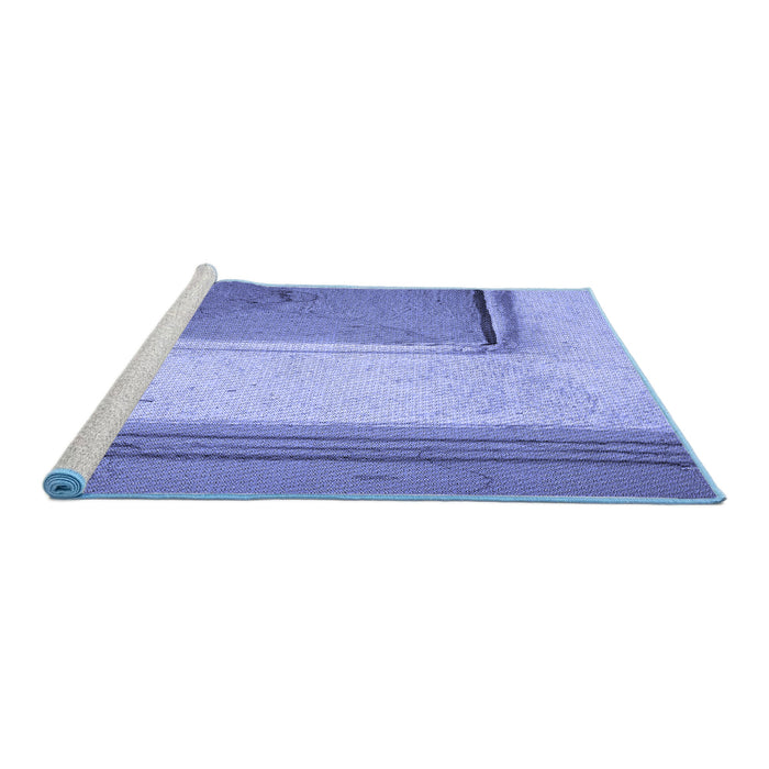 Sideview of Machine Washable Transitional Jeans Blue Rug, wshpat3856blu