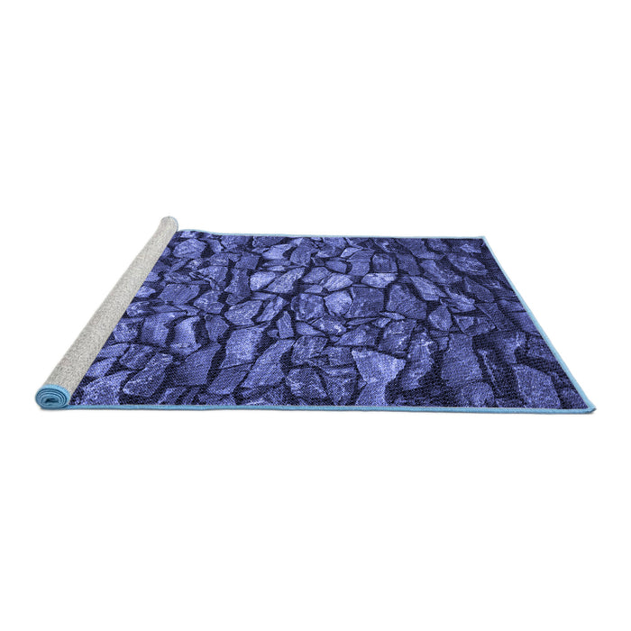 Sideview of Machine Washable Transitional Midnight Blue Rug, wshpat3857blu
