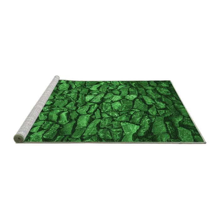 Sideview of Machine Washable Transitional Deep Emerald Green Rug, wshpat3857grn