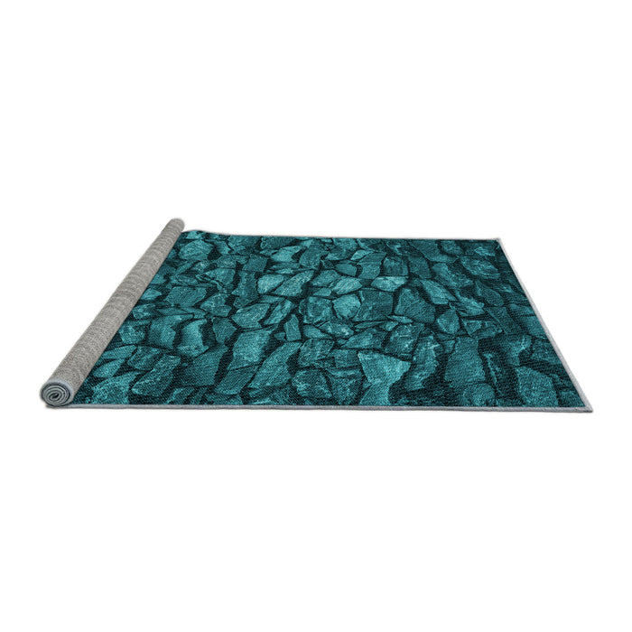 Sideview of Machine Washable Transitional Dark Turquoise Green Rug, wshpat3857lblu