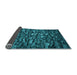 Thickness of Patterned Dark Turquoise Green Rug, pat3857lblu