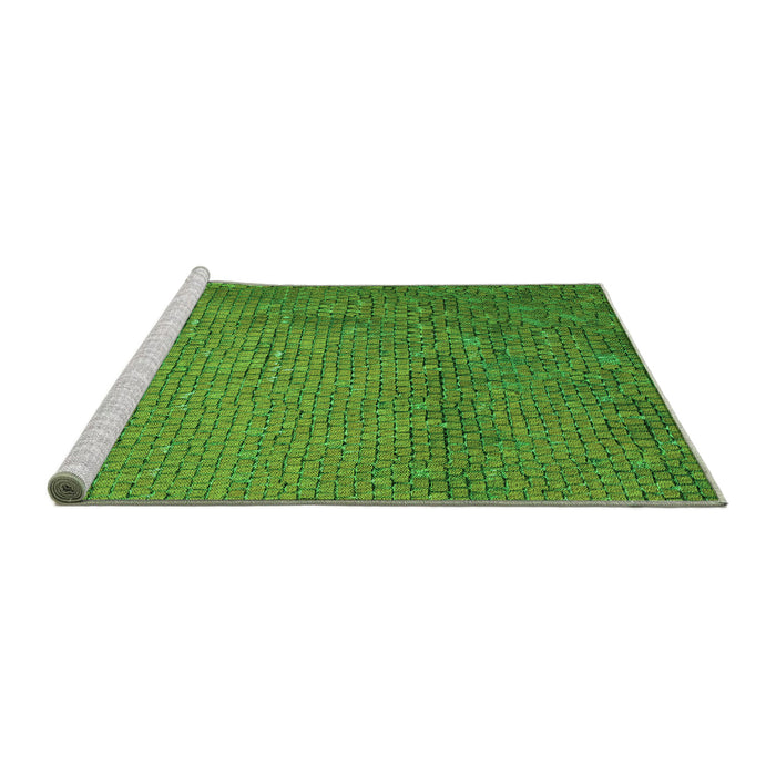 Sideview of Machine Washable Transitional Green Rug, wshpat3858grn