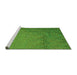 Sideview of Machine Washable Transitional Green Rug, wshpat3858grn
