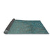 Thickness of Patterned Blue Moss Green Rug, pat3858lblu