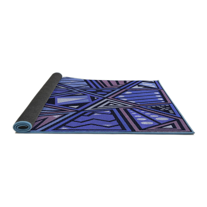 Thickness of Patterned Light Slate Blue Rug, pat386blu