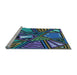 Sideview of Machine Washable Transitional Macaw Blue Green Rug, wshpat386lblu