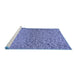 Sideview of Machine Washable Transitional Denim Blue Rug, wshpat3860blu