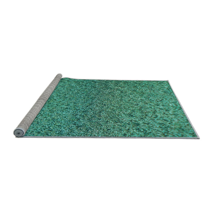 Sideview of Machine Washable Transitional Turquoise Green Rug, wshpat3860lblu