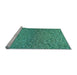 Sideview of Machine Washable Transitional Turquoise Green Rug, wshpat3860lblu