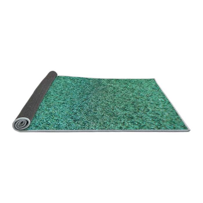 Thickness of Patterned Turquoise Green Rug, pat3860lblu
