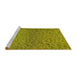 Sideview of Machine Washable Transitional Olive Green Rug, wshpat3860yw