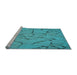 Sideview of Machine Washable Transitional Bright Cyan Blue Rug, wshpat3861lblu