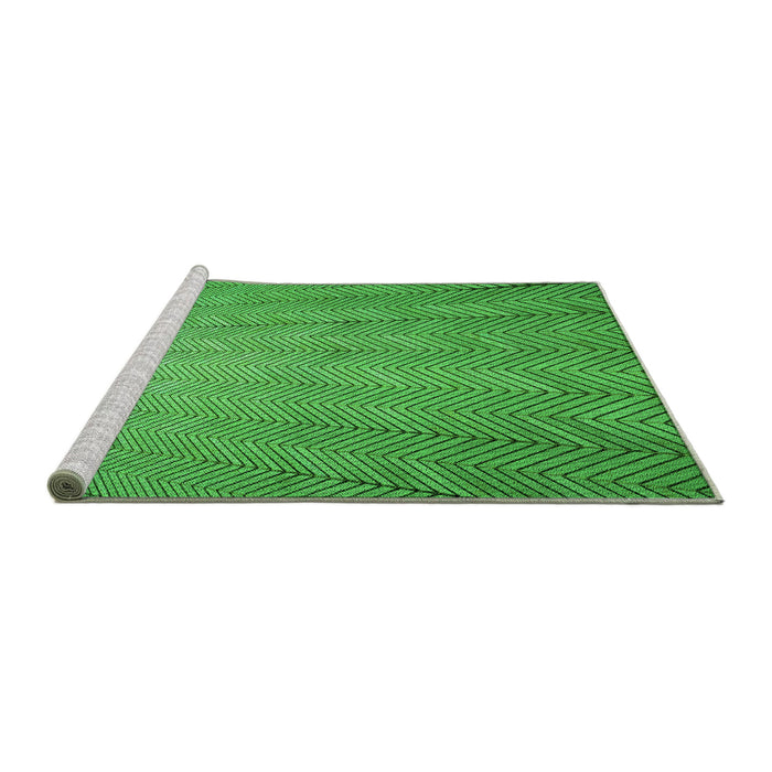 Sideview of Machine Washable Transitional Neon Green Rug, wshpat3863grn