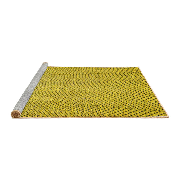 Sideview of Machine Washable Transitional Golden Yellow Rug, wshpat3864yw