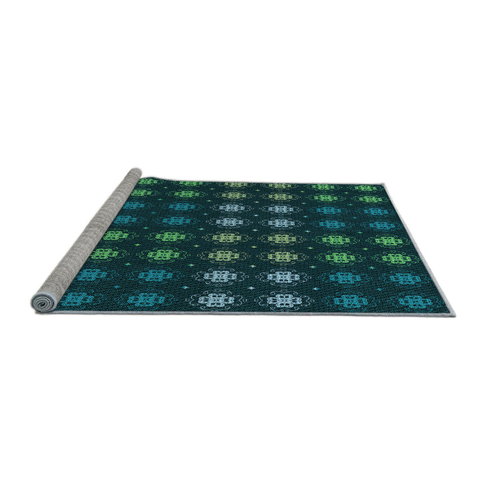 Sideview of Machine Washable Transitional Dark Cyan Green Rug, wshpat3865lblu