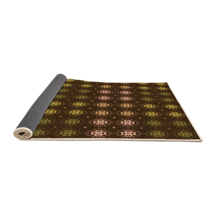 Thickness of Patterned Black Brown Rug, pat3865org