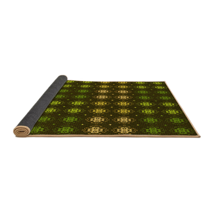 Thickness of Patterned Dark Yellow Green Rug, pat3865yw