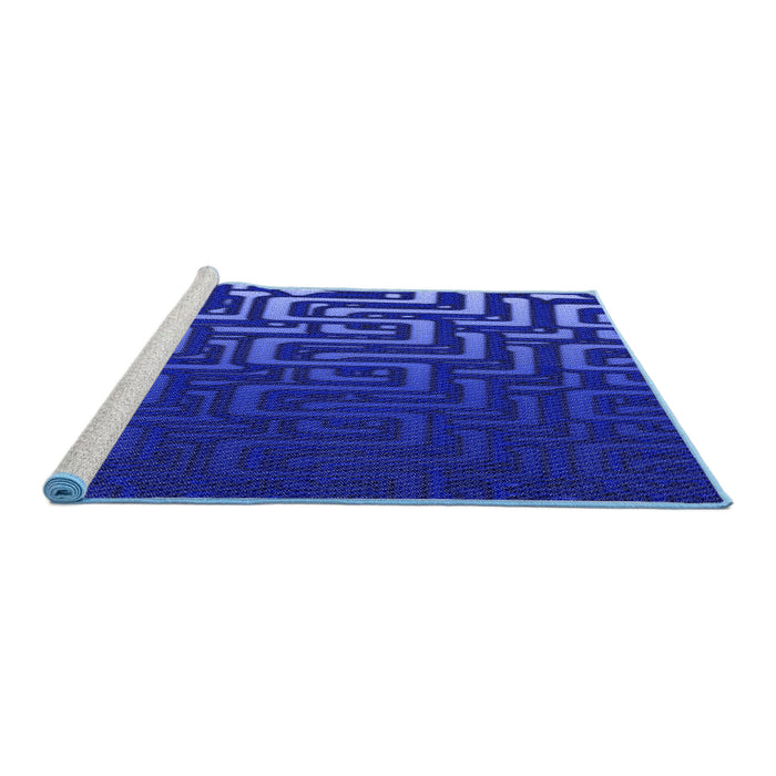 Sideview of Machine Washable Transitional Blue Rug, wshpat3866blu
