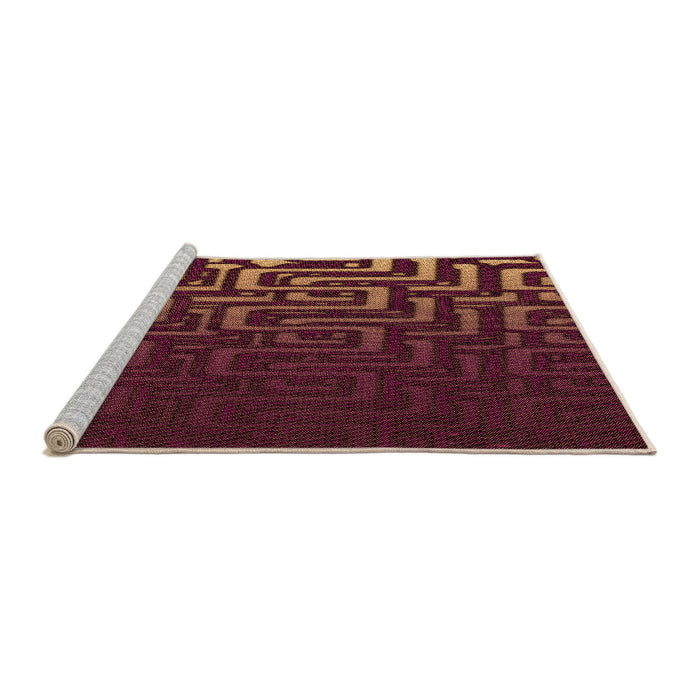 Sideview of Machine Washable Transitional Chestnut Red Rug, wshpat3866org
