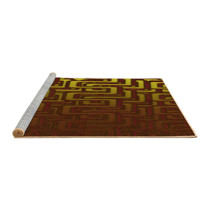 Sideview of Machine Washable Transitional Maroon Red Rug, wshpat3866yw