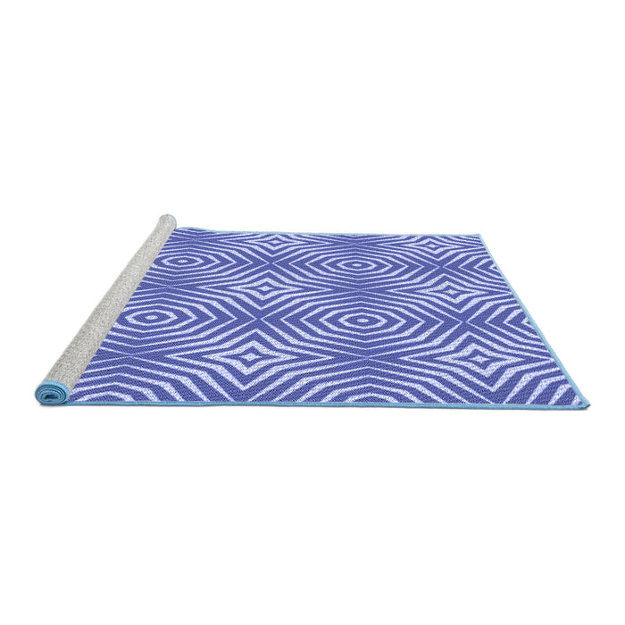 Sideview of Machine Washable Transitional Jeans Blue Rug, wshpat3869blu