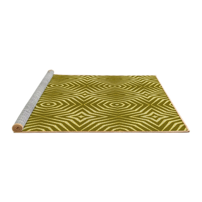 Sideview of Machine Washable Transitional Dark Yellow Green Rug, wshpat3869yw