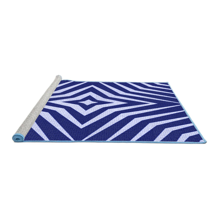 Sideview of Machine Washable Transitional Cobalt Blue Rug, wshpat3870blu