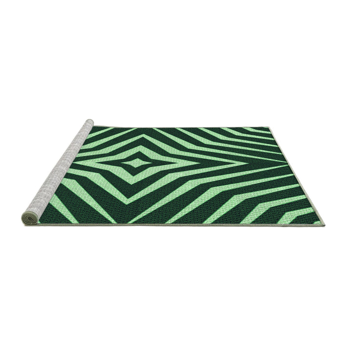 Sideview of Machine Washable Transitional Green Rug, wshpat3870grn