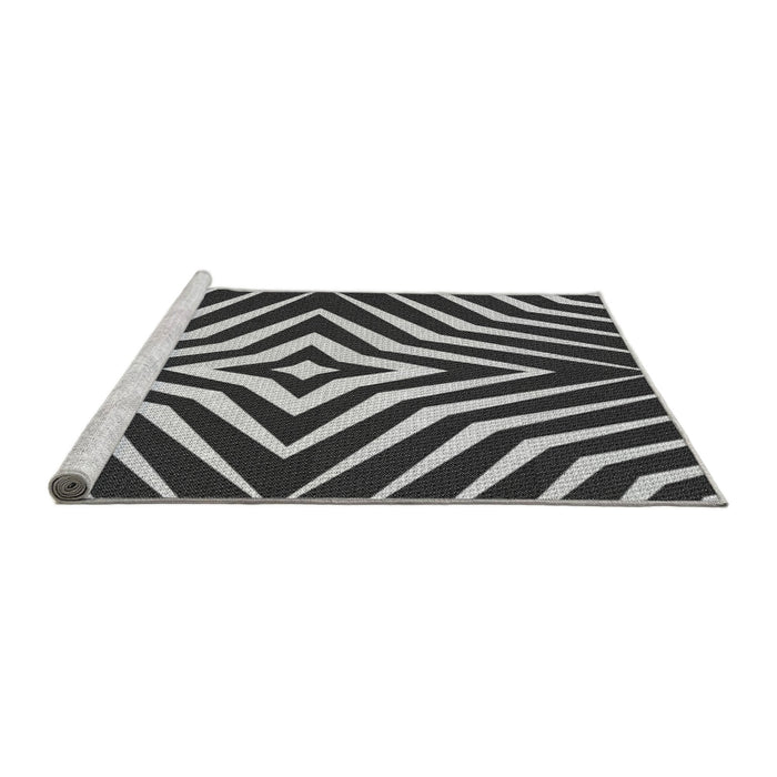 Sideview of Machine Washable Transitional Charcoal Black Rug, wshpat3870gry