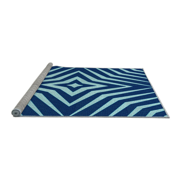 Sideview of Machine Washable Transitional Cobalt Blue Rug, wshpat3870lblu