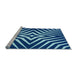 Sideview of Machine Washable Transitional Cobalt Blue Rug, wshpat3870lblu