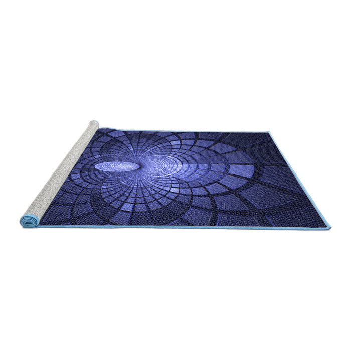 Sideview of Machine Washable Transitional Night Blue Rug, wshpat3872blu