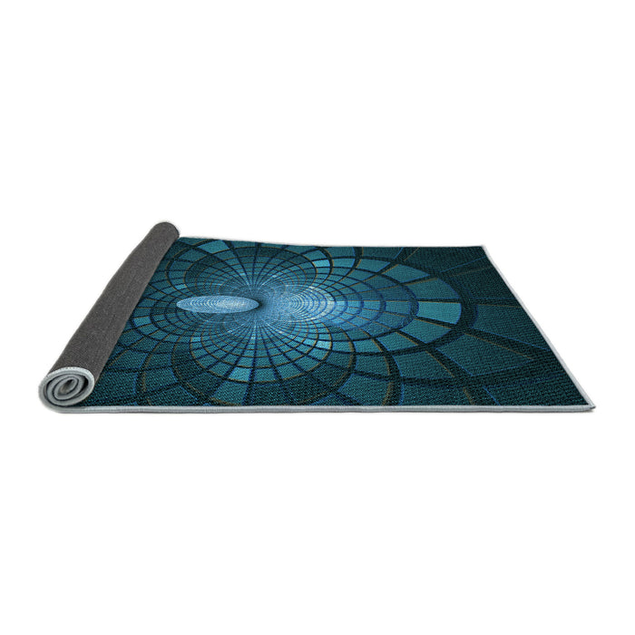 Thickness of Patterned Dark Cyan Green Rug, pat3872lblu