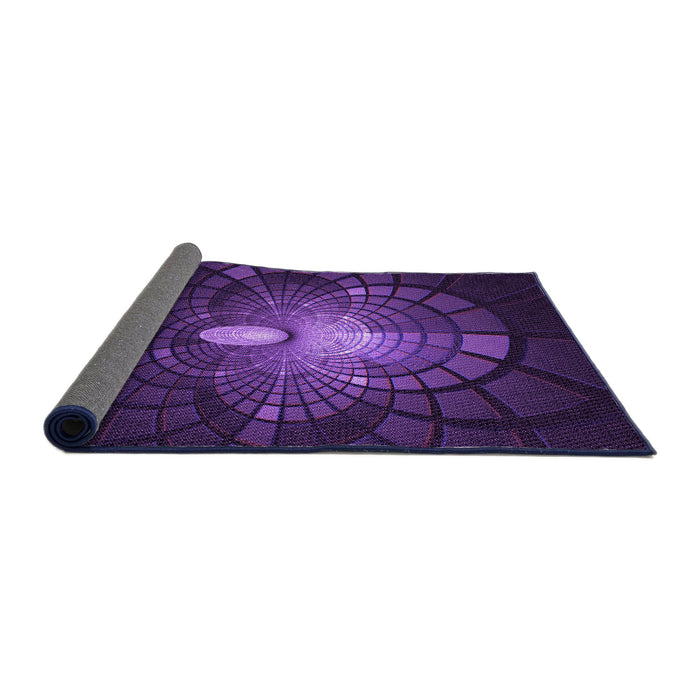 Thickness of Patterned Deep Purple Rug, pat3872pur